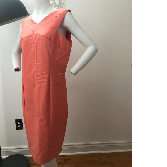 Le Chateau PLUS SIZE Corral Salmon Pink Peach Bodycon Knee Formal Dress Wedding - Picture 5 of 7